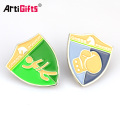 Custom The shield shape metal club pin badge with synthetic enamel